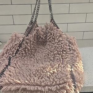Stella MCCARTNEY SHAGGY PINK LARGE FALLABELLA BAG